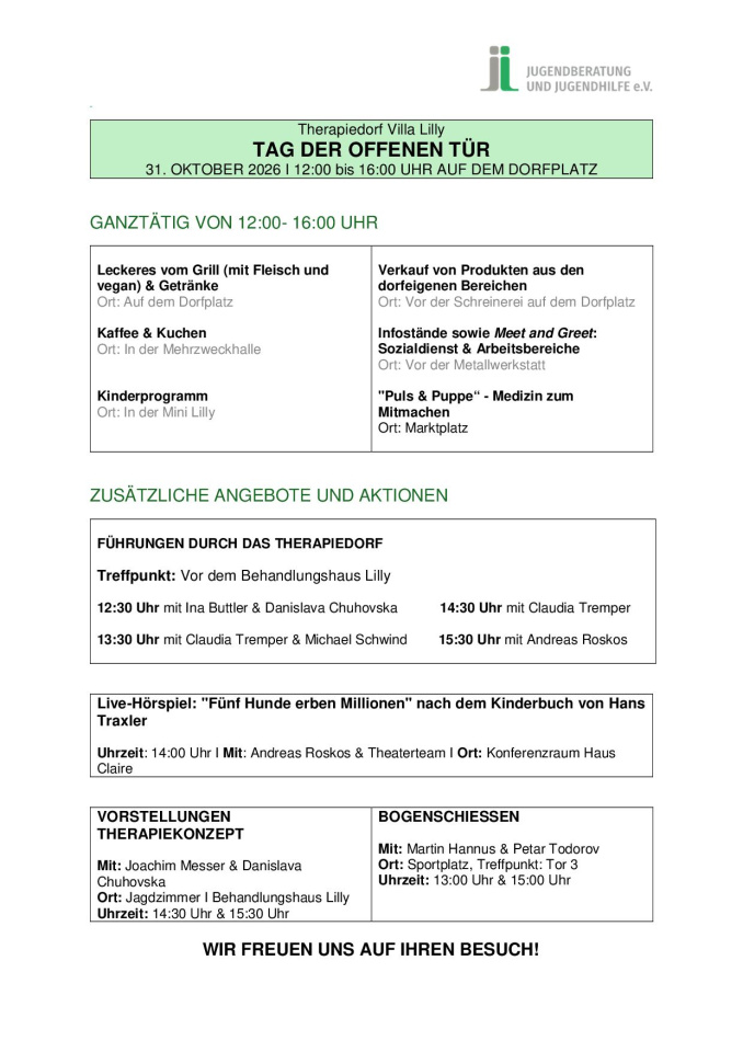 28. Oktober 2026 Therapiedorf Villa Lilly in Bad Schwalbach